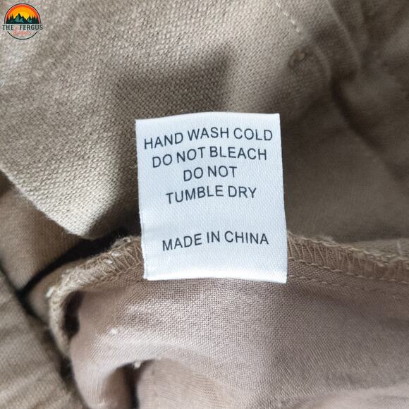 Me In California Ankle Pants Tan Linen Blend Drawstring Waist Women's Size 2XL - Picture 11 of 12